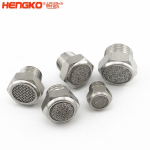 專業(yè)定制燒結不銹鋼平頭錐形消聲器工業(yè)除塵消音降噪氣動元件，應用于鼓風機